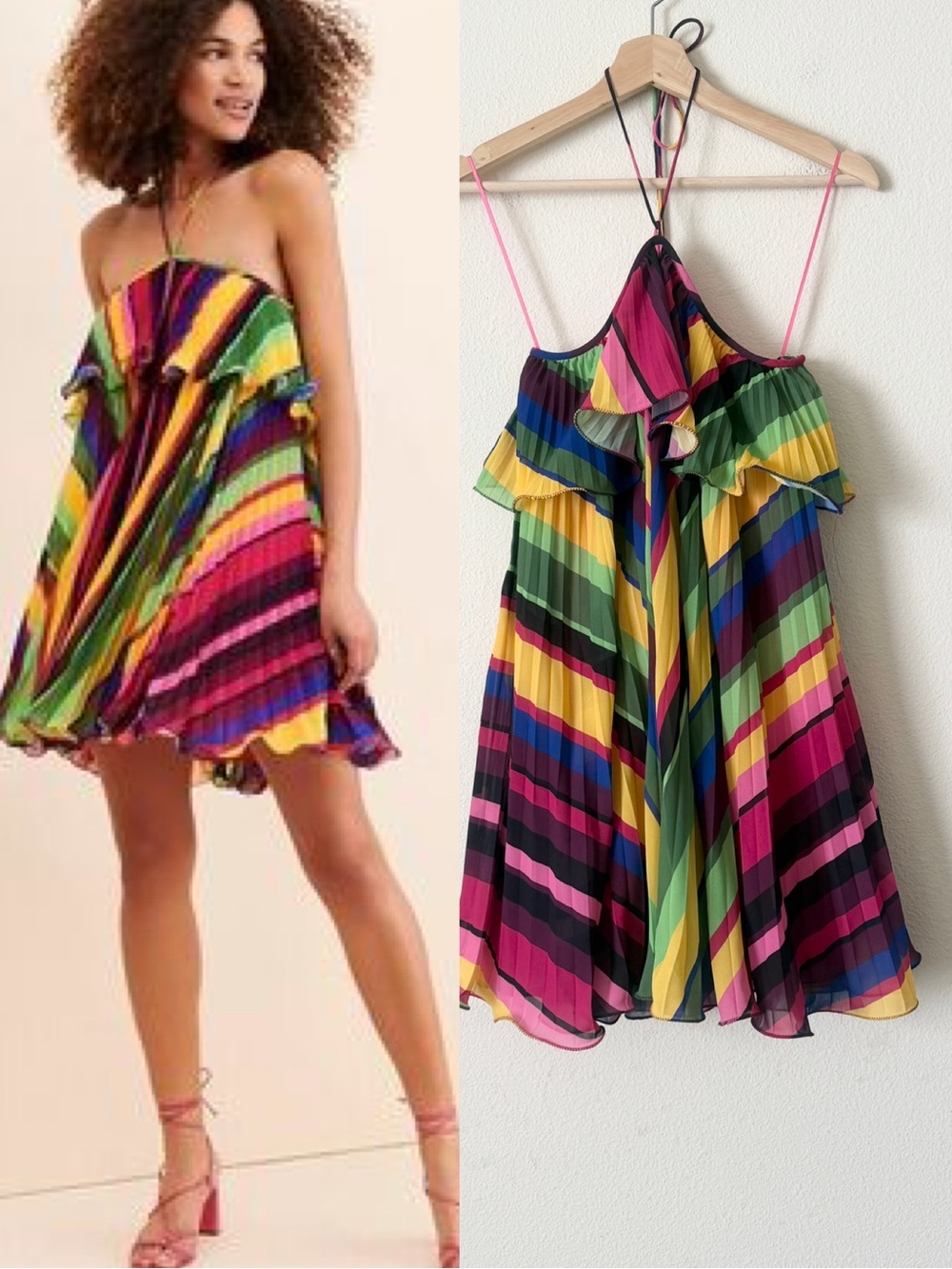 AMUR SIZE 2 Sevyn halterneck multicolor striped mini dress